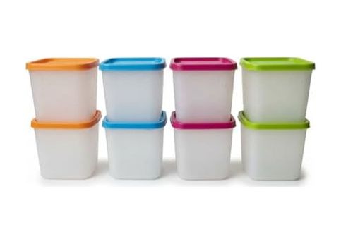 Domasnij Standart 133249251 Alaska 8&apos Li Derin Dondurucu Saklama Kabı Seti - 380 Ml Kar Tanesi Desenli Erzak Kabı - Kırılmaz Esnek Yapı, Bpa Free 4 Renk X 2 Adet