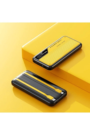 DY-42 10000 Mah Hızlı Şarj Özellikli Aynı Anda 4 Cihazı Şarj Edebilen Pd Kendinden Kablolu Powerbank