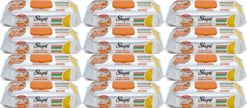 Easy Clean Yüzey Temizlik Mutfak Havlusu-Mendili 50 Yaprak Portakal Yağlı (12Li Set) 600Yprk
