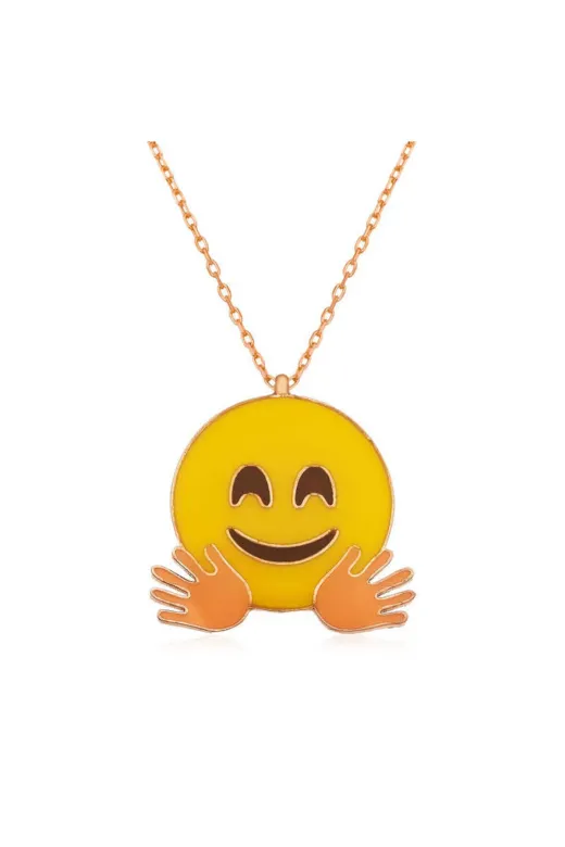 ebuz T3950 Nidam Butik ​gümüş Rose El Sallayan Emoji Kolye