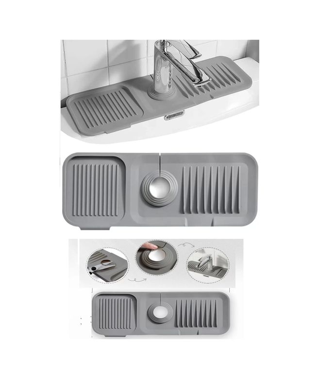 Elastik Mutfak Banyo Musluk Matı Düzenleyici Kaydırmaz Taban Organizer Lavabo Kenar Matı Renkli