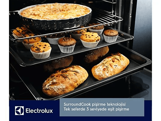 Electrolux 1246385 Eoa5220Fov Surroundcook Katalitik 72 L Multifonksiyonel Rustik Cam Ankastre Fırın Krem