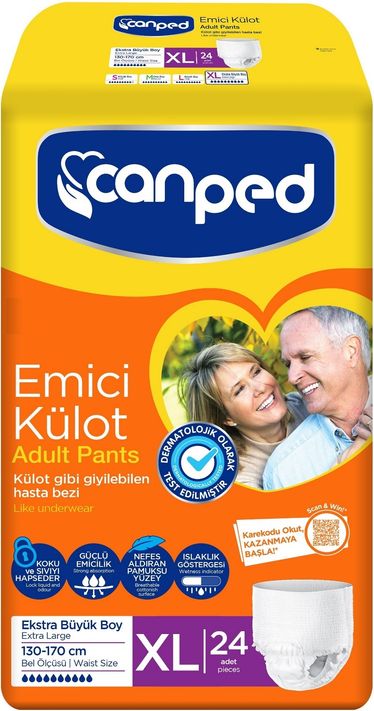 Emici Külot Hasta Yetişkin Bezi XL - Ekstra Büyük - Extra Large 144 Adet (6PK*24)