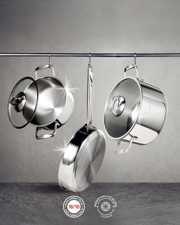 English Home 111999- Glow Çelik Tava 26X5 Cm Silver