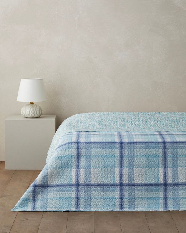 English Home 60400888 Misty Flora Çift Kişilik Çok Amaçlı Örtü 200X220 Cm Açık Mavi