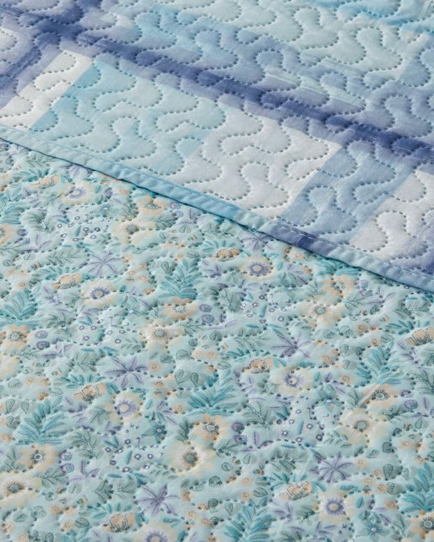English Home 60400888 Misty Flora Çift Kişilik Çok Amaçlı Örtü 200X220 Cm Açık Mavi