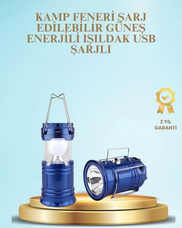 Epilons 96411715 Güneş Enerjili Kızaklı Şarjlı Büyük Boy Kamp Feneri Usb Çıkışlı, Katlanabilir, Çok Fonksiyonlu