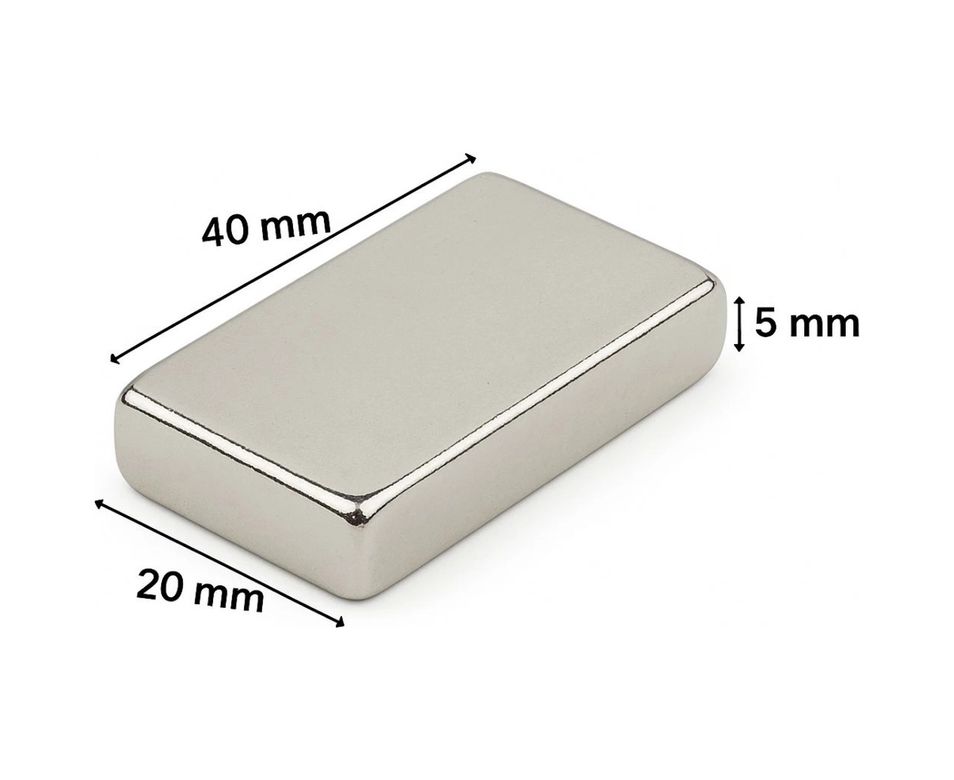 Epilons epo10051 40 20 5 Mm N35 Neodyum Mıknatıs - Nikel Kaplama, Köşeli 10 Lu Paket