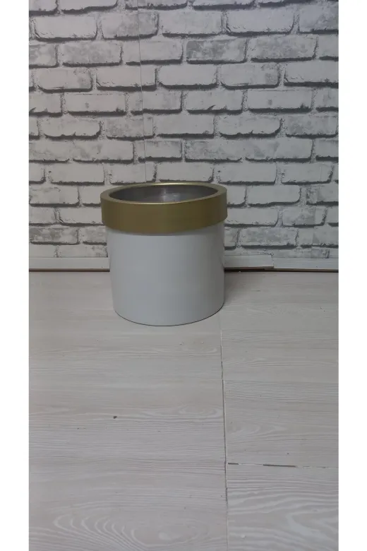 ERHAN FLOWERS Saksı.beyaz.gold 30×30 Darbuka Saksı Şık Tasarım Gold Kemerli
