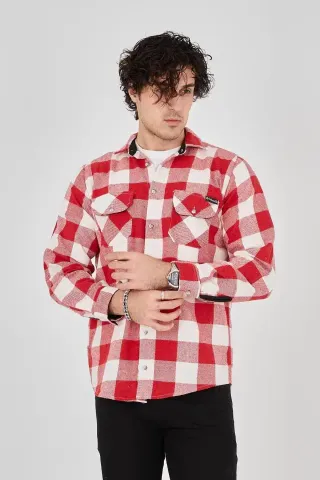 Erkek Oduncu Gömlek - Pembe - XL - Pembe