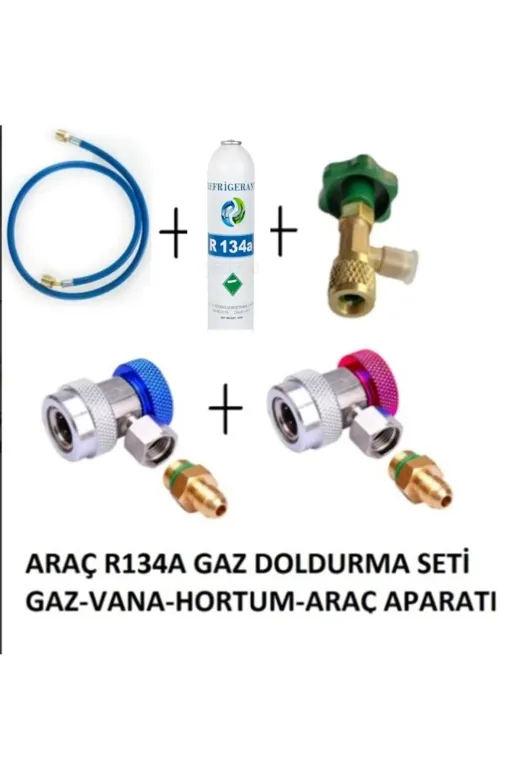 Ermiya 869055550123 R 134A Uyumlu Araç Doldurma Seti ( Gas +Vana+Hortum+Aparat)