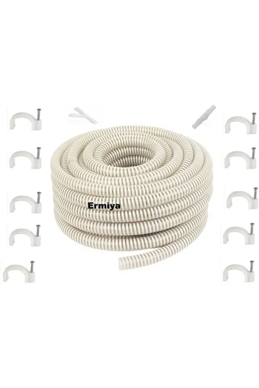 Ermiya 869551151765 10 Metre +25 Çivi Kroşe+2 Ek Nipel Y Klima Için Drenaj Tahliye Hortumu