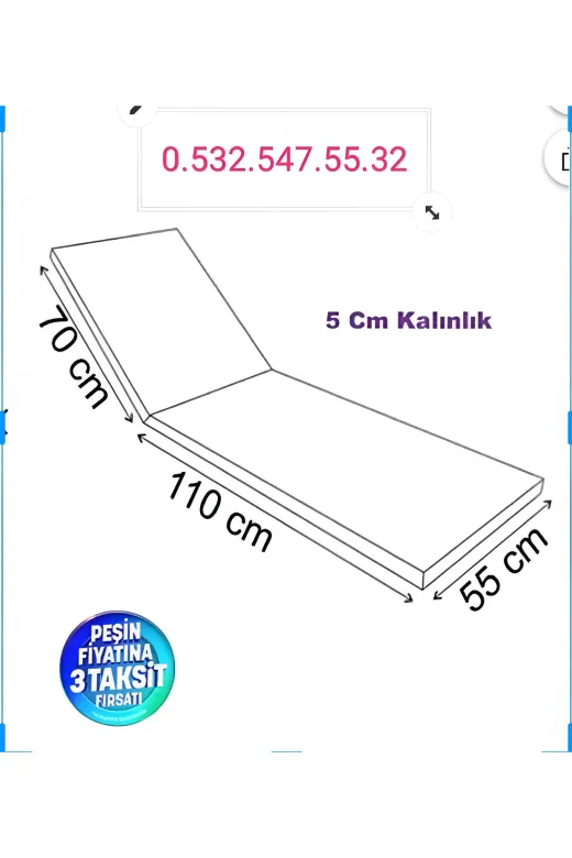 Ermiya 869553198740 2 Adet Akvaryum Koyu / Fethiye Şezlong Minderi 180*55*5 Cm Yıkanır Silinir Fermuarlı