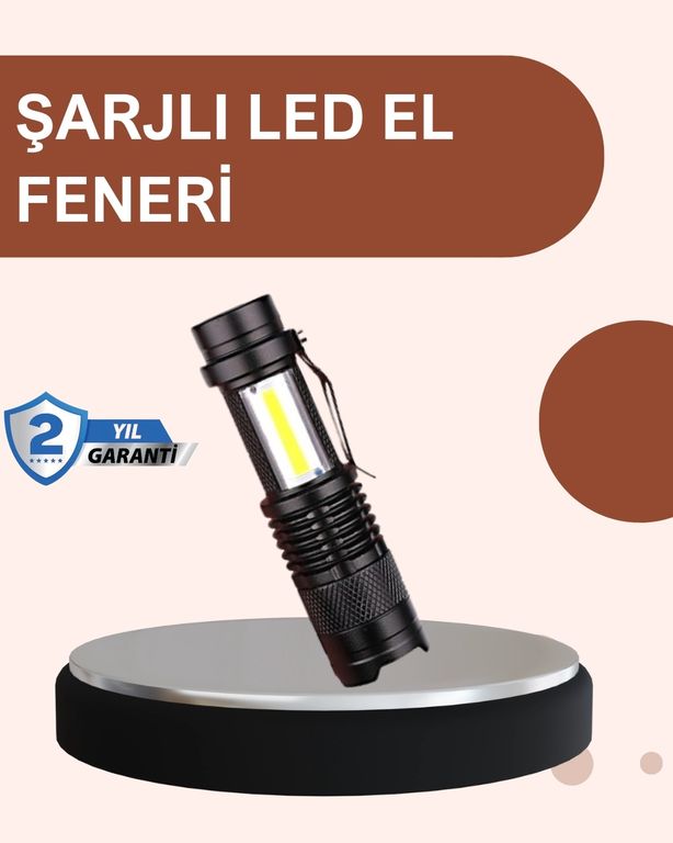 Erturkstore 120386928 Mey İthalat Alüminyum Gövdeli 2000 Lümen Güçlü Led El Feneri