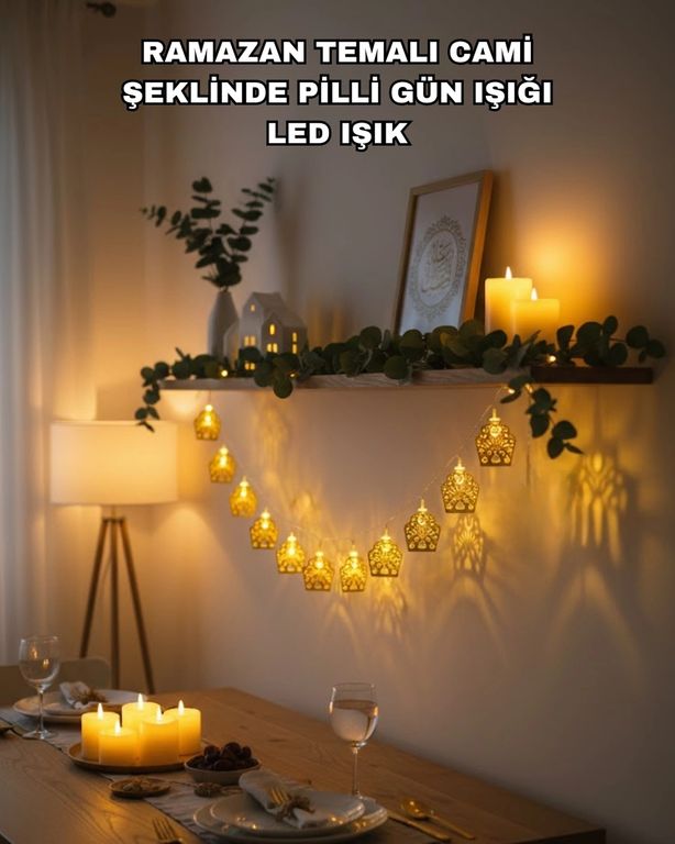 Erturkstore 133387722 Mey İthalat Ramazan Bayram Süslemesi İçin Led Işık Cami Figürlü Dekoratif Tasarım