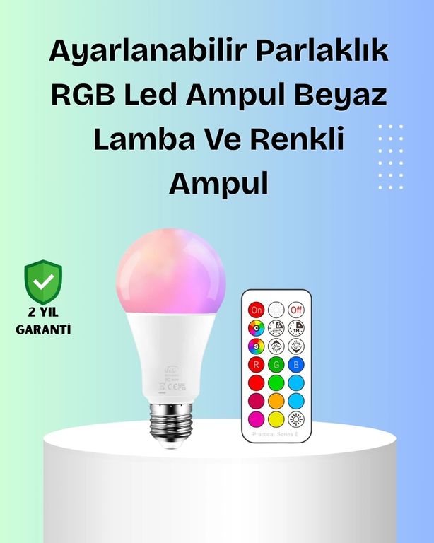 Erturkstore 133454945 Mey İthalat Rgbw Teknolojili Akıllı Led Ampul, Zamanlayıcılı Diğer