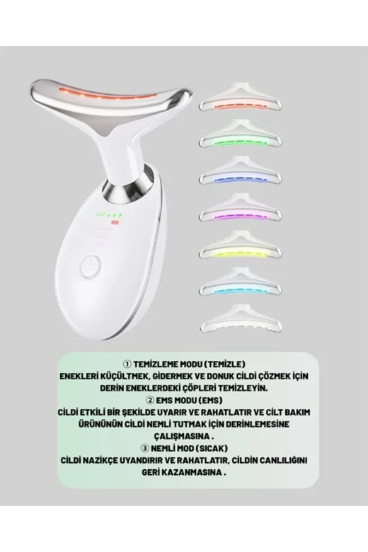 Ethab Giyim GLST8557-6458 3 Modlu Boyun Ve Yüz Bakım Cihazı – Ems Temizleme Sıcak Masaj Ve Renkli Işık - Glst8557-645