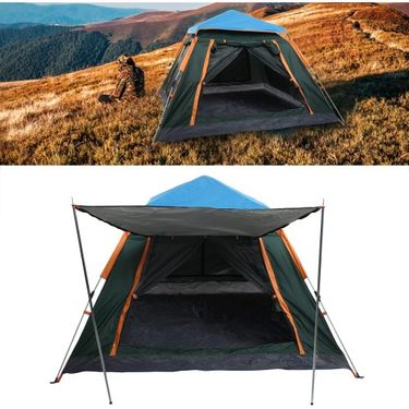 ETT 562741420568 Tam Otomatik Su Ve Rüzgar Geçirmez Gölgelikli Tenteli 6 Kişilik Kamp Çadırı 240*240*155Cm