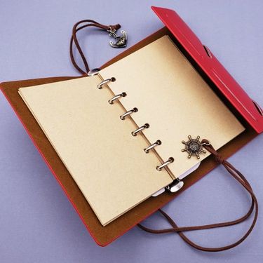 ETT 562741423576 Küçük Boy Pusula Baskılı Deri Defter