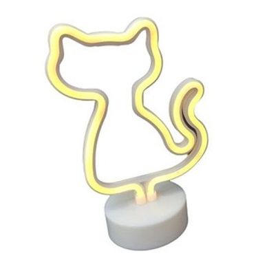 ETT 562741425916 Neon Işıklı Kedi Lamba Pil+Usb Pembe Işık