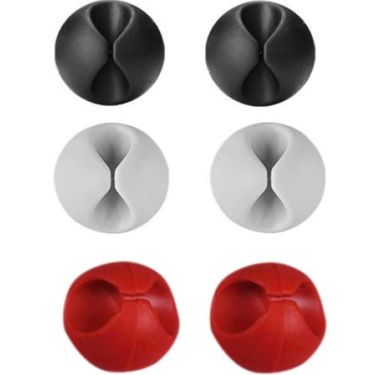 ETT 562741426267 Yapışkanlı Kablo Sabitleyici Düzenleyici 6'lı Paket (2 Beyaz-2 Kırmızı-2 Siyah)