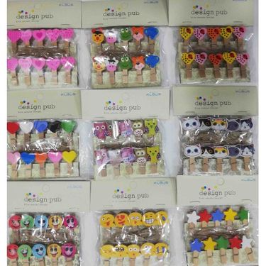 ETT 562741426272 10'lu Şekilli Ahşap Mandallar 3.5Cm (10'lu Set-10 Paket)