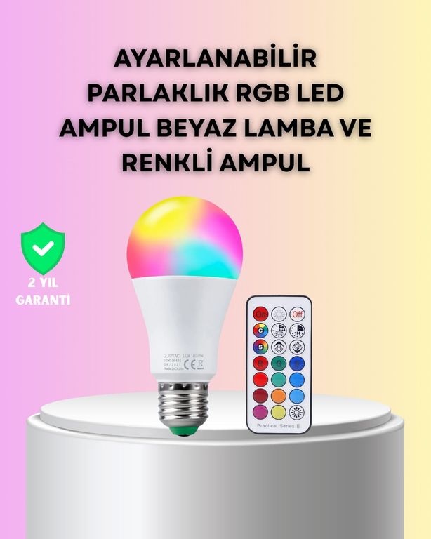 evimdeyokyok TRİTHLTXUCZRGBLAMBAAAA-4-BLNCCC Kumanda Destekli Çok Renkli Akıllı Led Ampul Diğer
