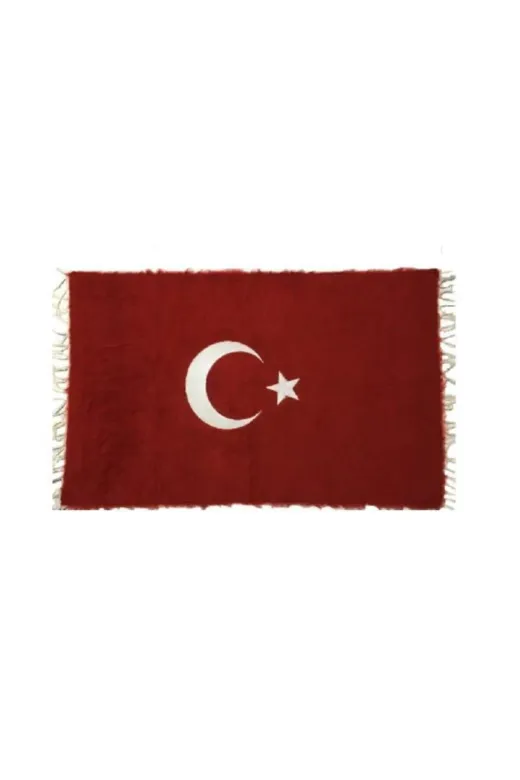 EVİN SİİRT ÜRÜNLERİ EV5689 Siirt Battaniyesi El Dokuma Kırmızı Türk Bayrağı 60*90