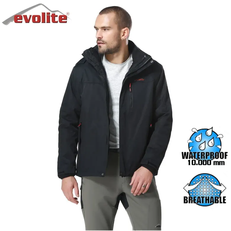 Evolite Diva Erkek 3in1 Siyah Mont/Su Geçirmez,Polar İçlikli