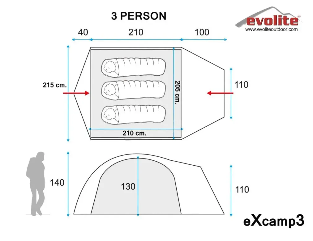 Evolite Excamp 3 Pro Çadır - 4 Mevsim/Kar Etekli Profesyonel