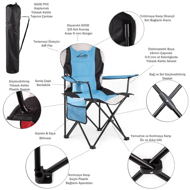 Evolite Nature Katlanabilir Kamp Sandalyesi / Ergonomik