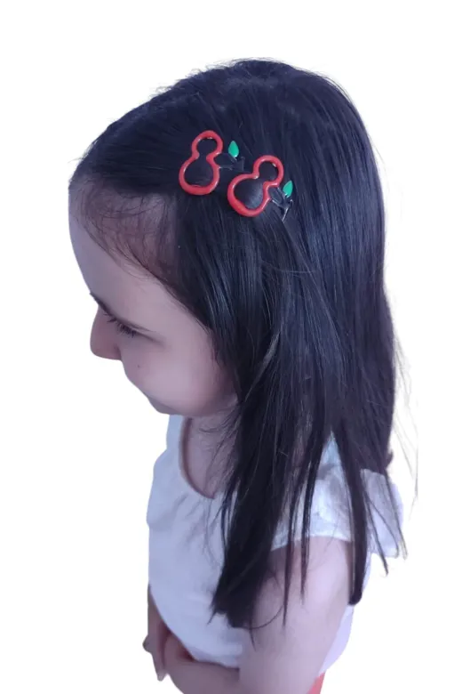 FAMEMUS ACCESSORY 0020054 Sevimli Kız Kiraz Çocuk Tokası Seti – Kiraz Temalı (4 Parça)