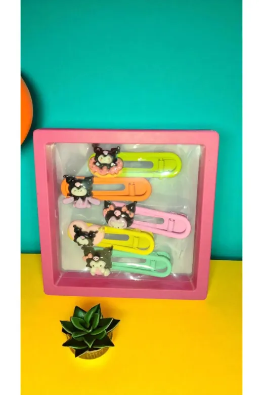 FAMEMUS ACCESSORY 0020059 Kuromi Figürlü Renkli Toka Seti - 5'li