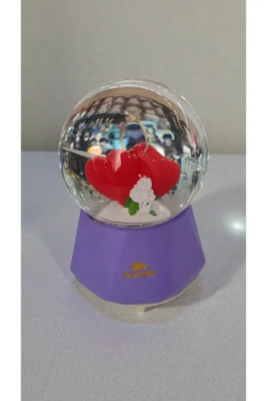FAMEMUS ACCESSORY we324324324wewr Büyük Yüzük Modelli Püskürtme Özellikli Sevgililer Gününe Özel Kar Küresi