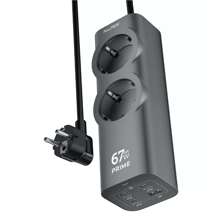 FC54 Fulltech Akım Korumalı Priz, Güç Şeridi, 67W Gan Hızlı Şarj Adaptörü, Tam Zamanlı 6 Bağlantı Noktası, 2X Priz Girişi, 1X Usb Girişi, 3X Type-C Girişi, Yüksek Verimlilik (1.5 Metre)