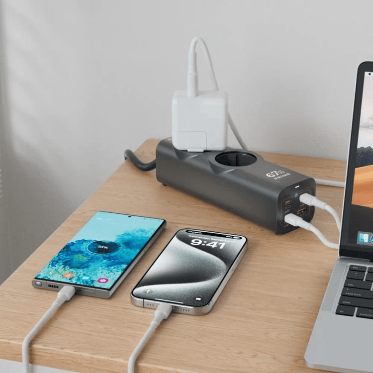 FC54 Fulltech Akım Korumalı Priz, Güç Şeridi, 67W Gan Hızlı Şarj Adaptörü, Tam Zamanlı 6 Bağlantı Noktası, 2X Priz Girişi, 1X Usb Girişi, 3X Type-C Girişi, Yüksek Verimlilik (1.5 Metre)