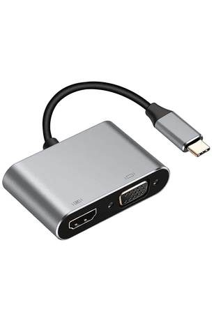 FİOPLUS 4‑In‑1 Usb‑C Genişletici Dock | Hdmi + Vga + Usb‑A + Pd – 4K Destekli Adaptör Dönüştürücü