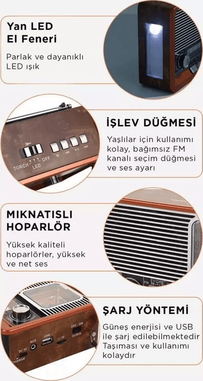 FİOPLUS Fioplus  Ahşap Ktf-1647 Nostaljik Wireless Bluetooth Hoparlör