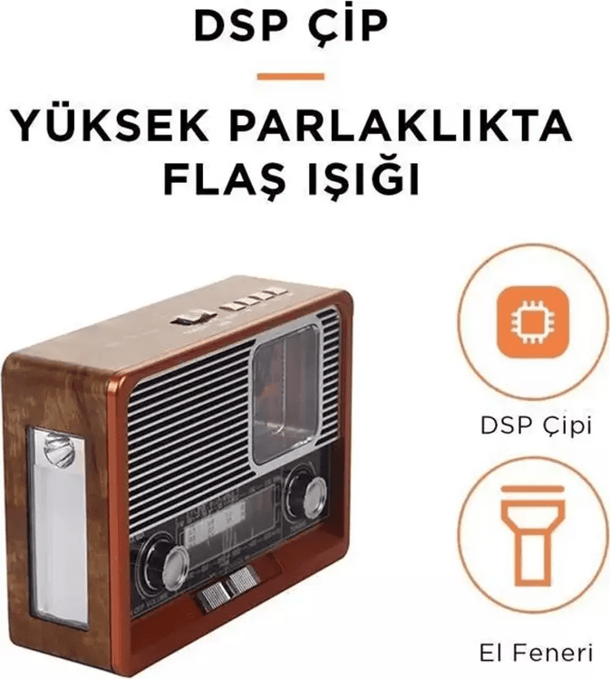 FİOPLUS Fioplus  Ahşap Ktf-1647 Nostaljik Wireless Bluetooth Hoparlör