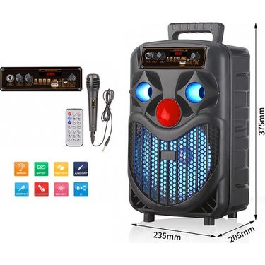 FİOPLUS Usb - Sd - Bluetooth'lu Kablolu Mikrofon 8'' Portatif Ses Sistemi Ndr-P66