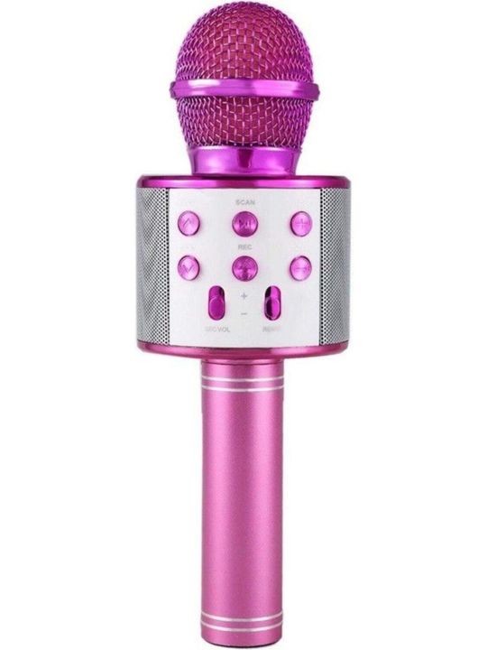 FİOPLUS Ws 858 Karaoke Mikrofon Bluetooth Hoparlör Pembe