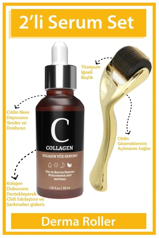 For You Gold derma02 Dermaroller (Goldenroller) & Collagen Serum Yaşlanma Karşıtı Set