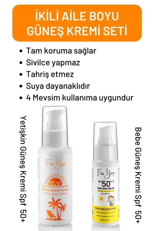 For You Gold g.set Güneş Aile Set |Orijinal Boy Yetişkin Ve Çocuk Güneş Kremi Koruyucu Bakım Seti +50 Spf (2Ürün)