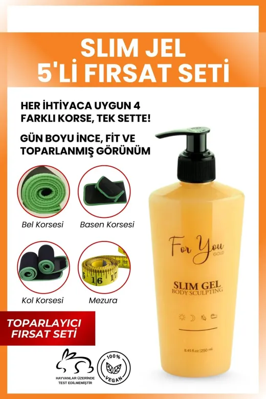 For You Gold slm5set Slim Jel - Sıkılaştırıcı - Toparlayıcı - Çatlak Ve Selülit Bakım Jeli 5'li Set