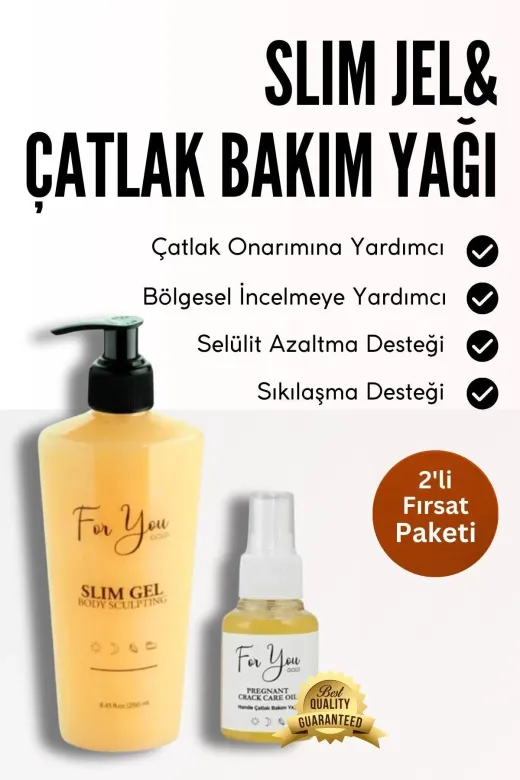 For You Gold slmçatyağ Slim Jel (Slimgel) Selülit Jeli Ve Çatlak Oluşumunu Azaltmaya Yardımcı Çatlak Bakım Yağı&çatlak Seti
