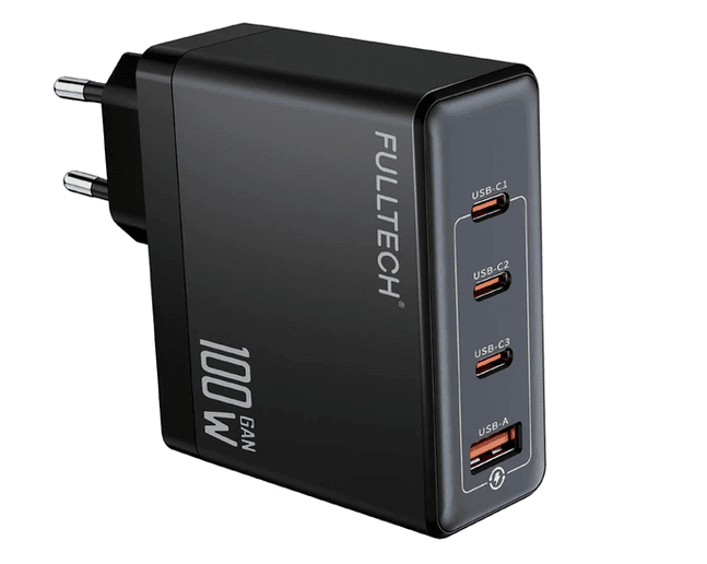 Fulltech Fc24 100W Gan Hızlı Şarj Adaptörü 3X Usb-C + 1X Usb-A Çoklu Port Laptop & Telefon Uyumlu Pd Power Delivery