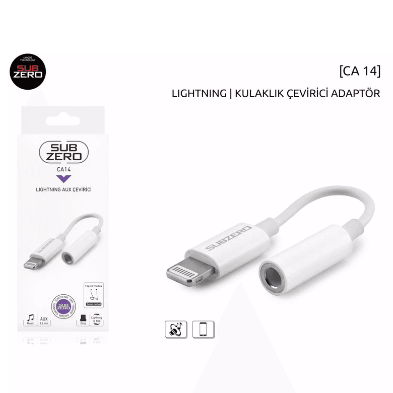 GNrwyBSp7M Subzero Ca14 İphone Aux Dönüştürücü Tak Çalıştır