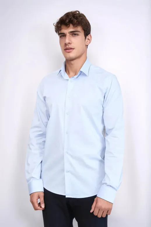 Gök Mavi Slimfit Uzun Kollu Gömlek - Wessi - S / Mavi