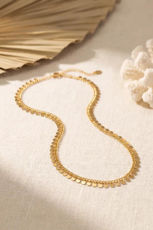 Gold Renk Pul Model 60 cm Kadın Kolye TJ-BKO11213