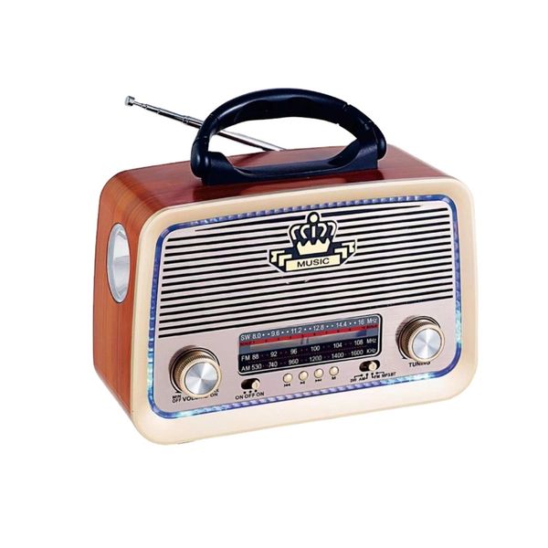 Gold Silver GS-1345 Nostalji Bluetooth Radyo Fm Am Sw Ahşap Eskitme Tasarım